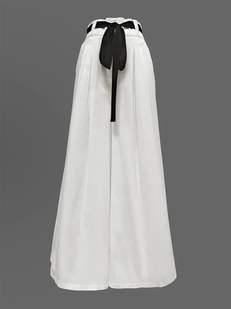 Fashion Y2K clothes Pants for Womens Pants autumn summer 2025 High Waisted Drawstring Pleated Women White Wide Leg Trousers