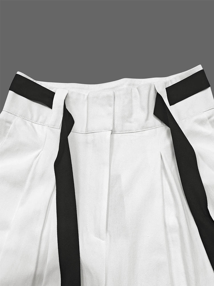 Fashion Y2K clothes Pants for Womens Pants autumn summer 2025 High Waisted Drawstring Pleated Women White Wide Leg Trousers